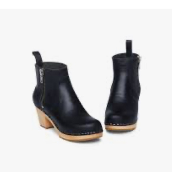 Swedish Hasbeens Black Leather Ankle Clogs - Picture 3 of 3